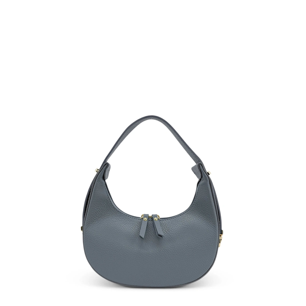 SILOE Taupe Grained Leather Crescent Bag