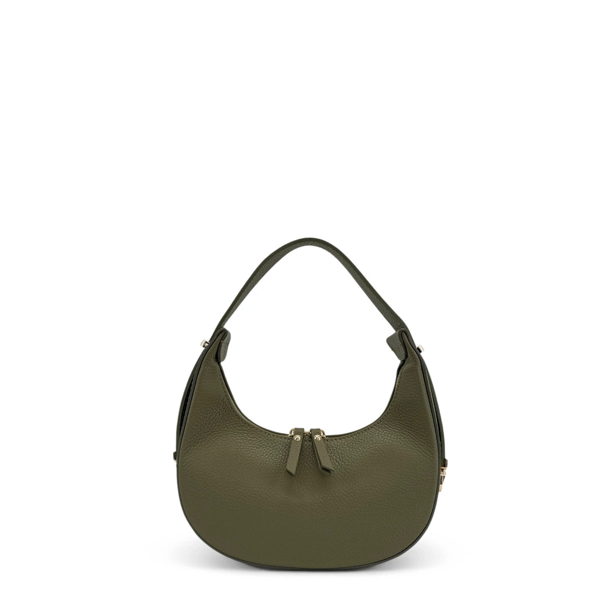 Halbmondtasche aus genarbtem Leder SILOE Taupe