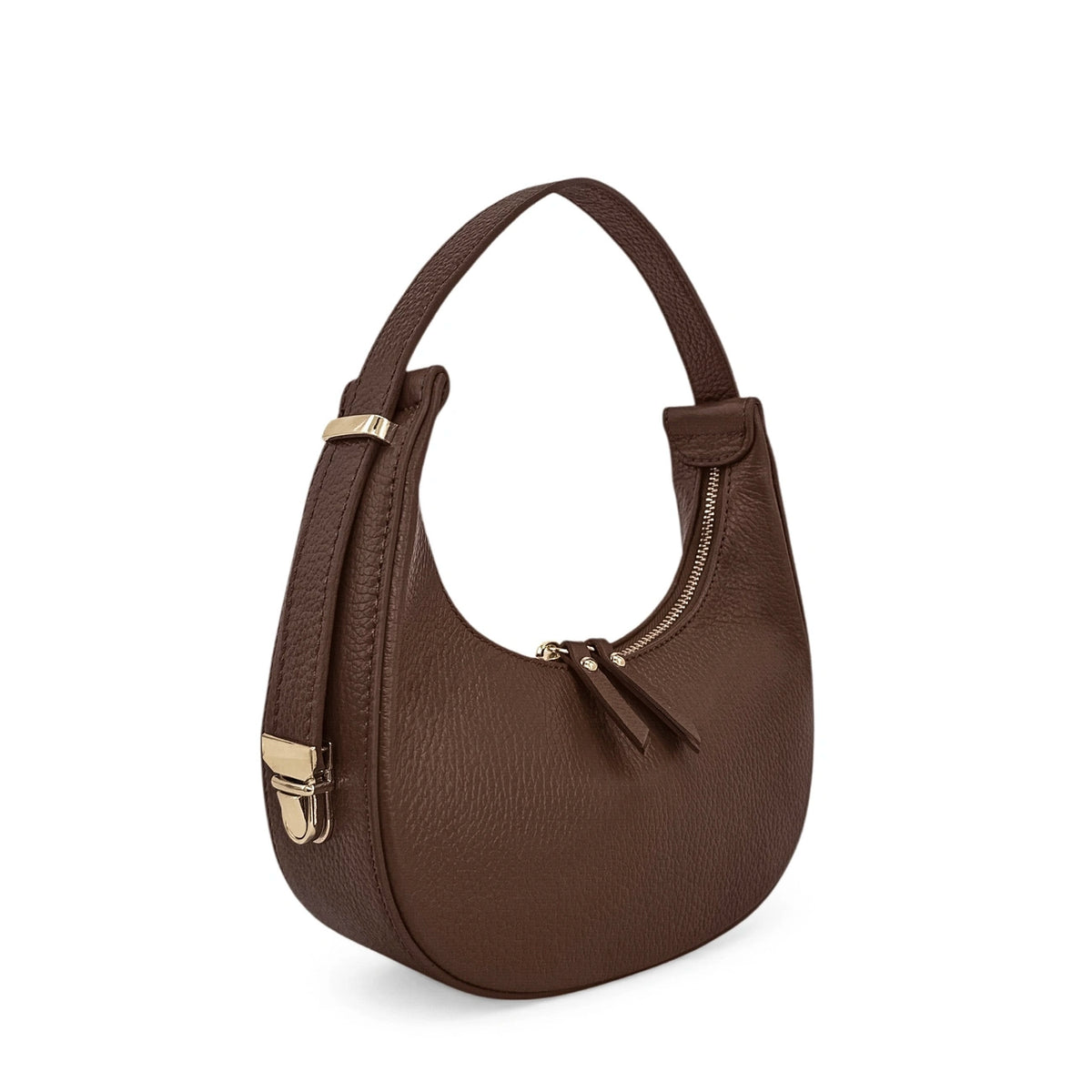 Borsa mezzaluna in pelle a grana SILOE Tortora