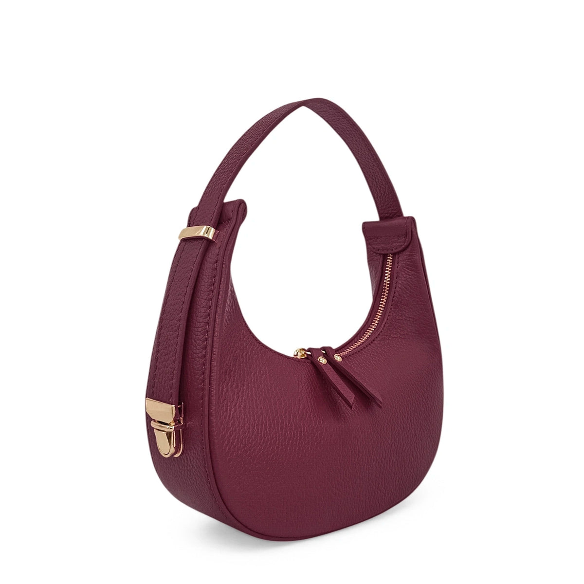 Borsa mezzaluna in pelle a grana SILOE Tortora
