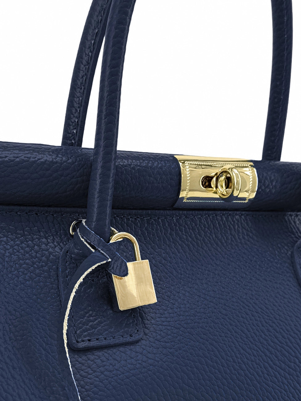 TROCADERO grained leather bowling bag, Navy blue