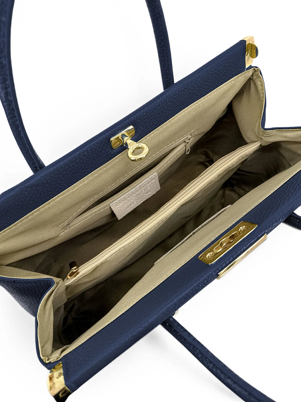 TROCADERO grained leather bowling bag, Navy blue