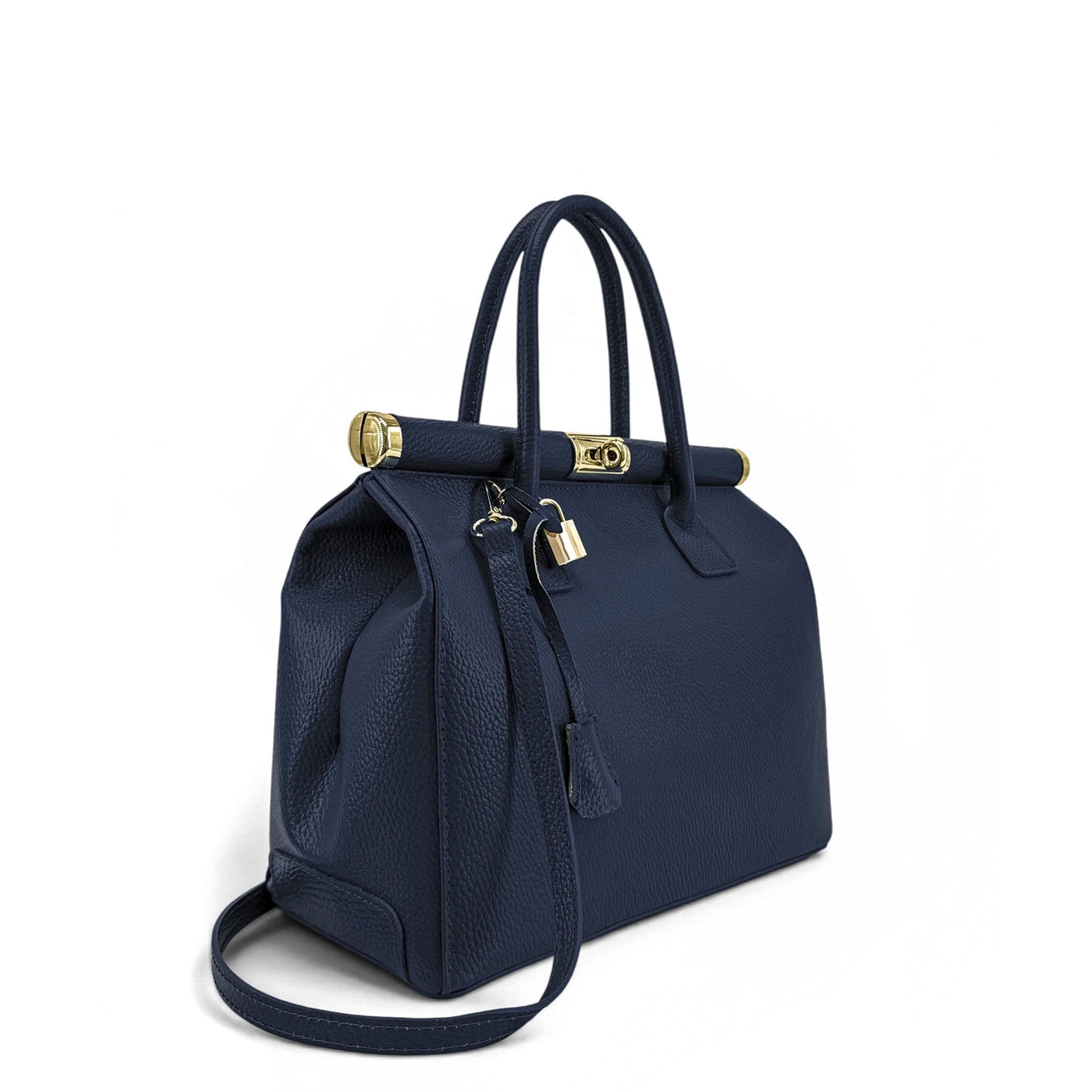 Borsa main Pelle italiana TROCADERO blu navy