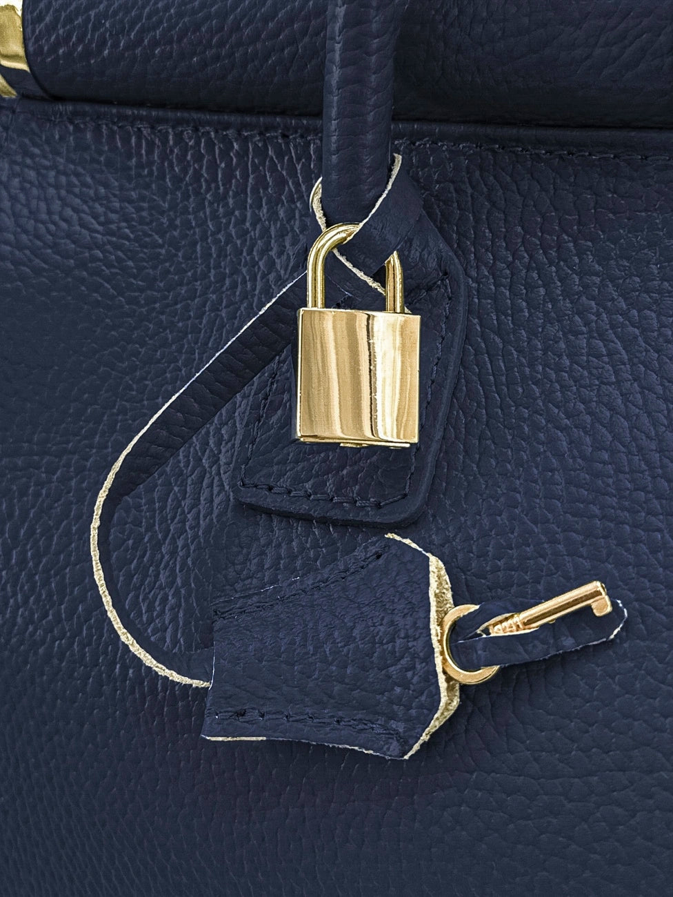 TROCADERO grained leather bowling bag, Navy blue