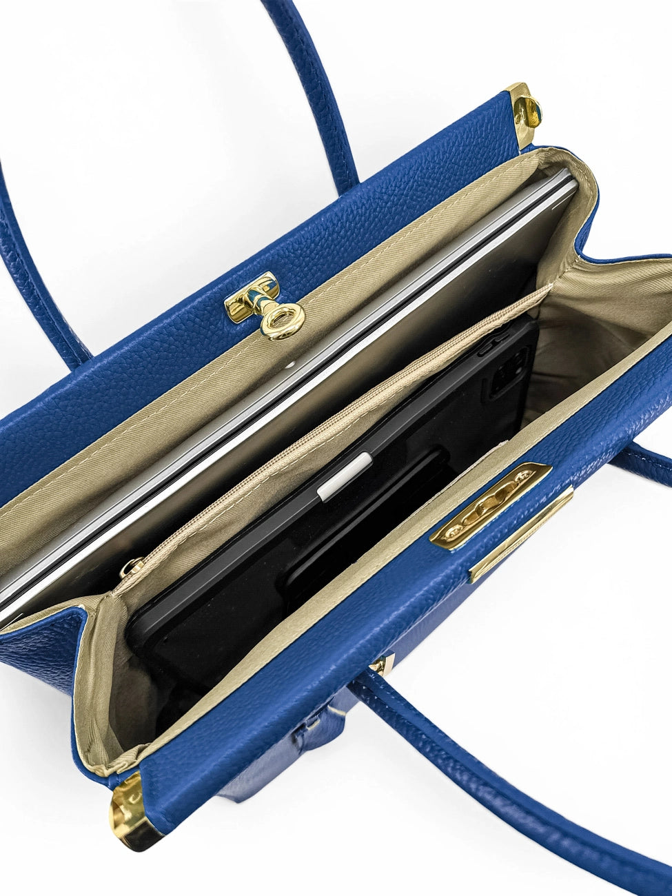 Bolso bowling de piel granulada TROCADERO Azul rey