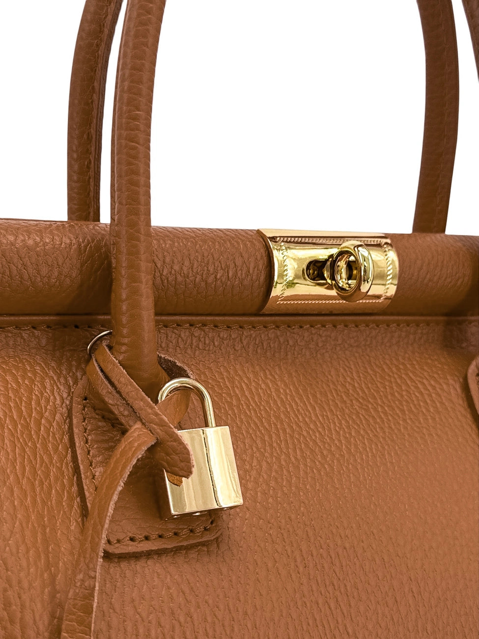 Borsa bowling in pelle martellata TROCADERO Marrone cognac