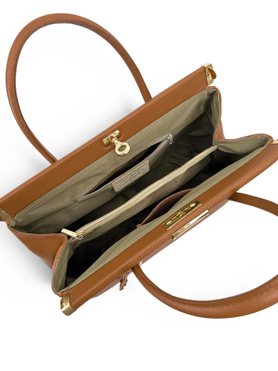 Borsa bowling in pelle martellata TROCADERO Marrone cognac