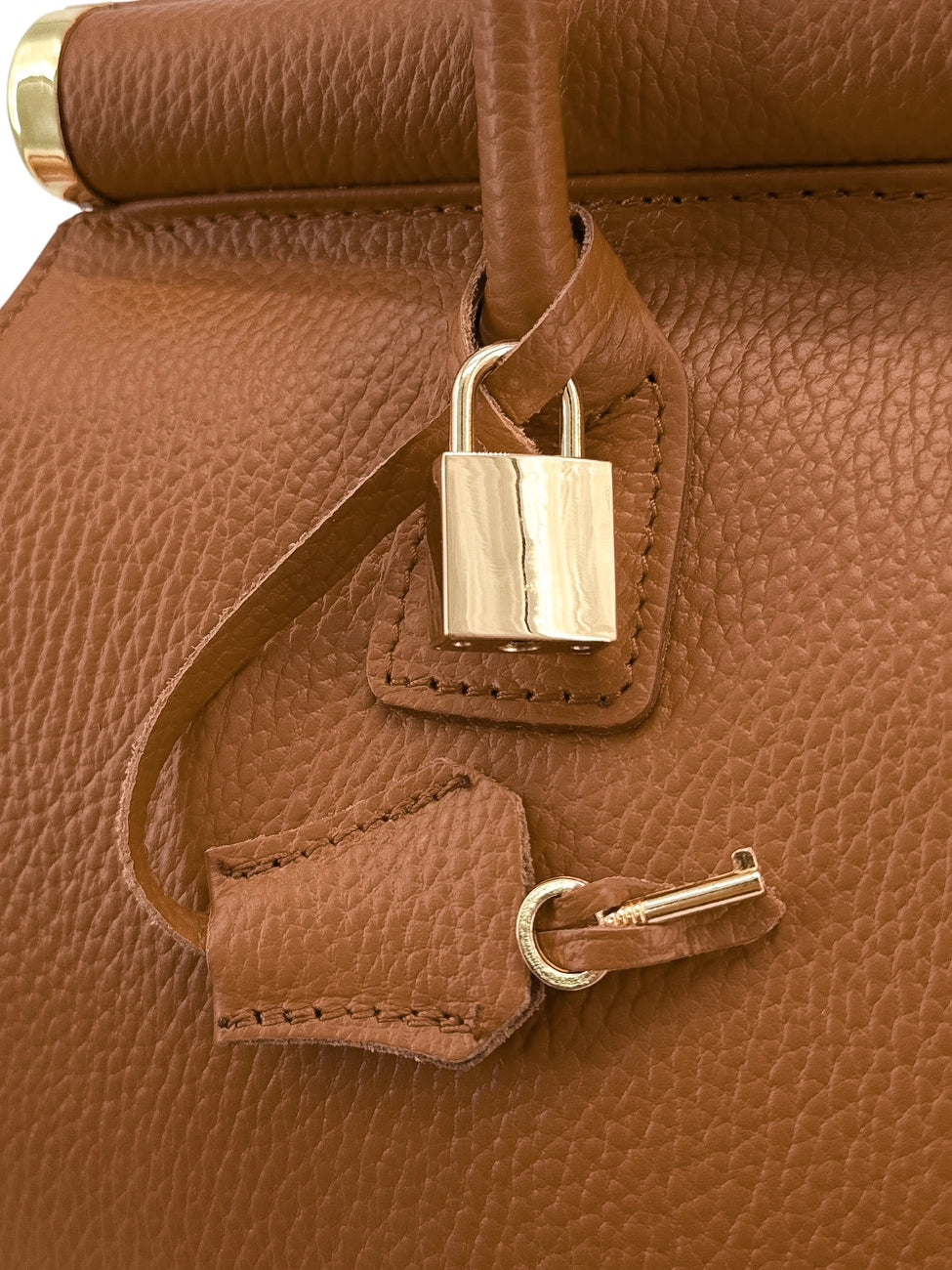 Borsa bowling in pelle martellata TROCADERO Marrone cognac