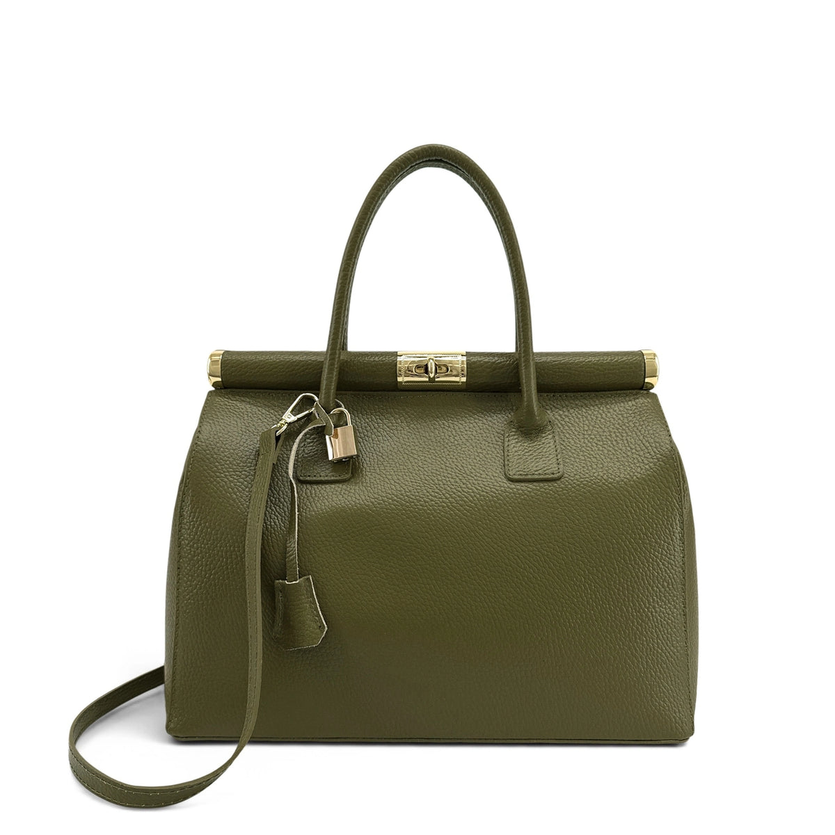Borsa bowling in pelle martellata TROCADERO Verde kaki