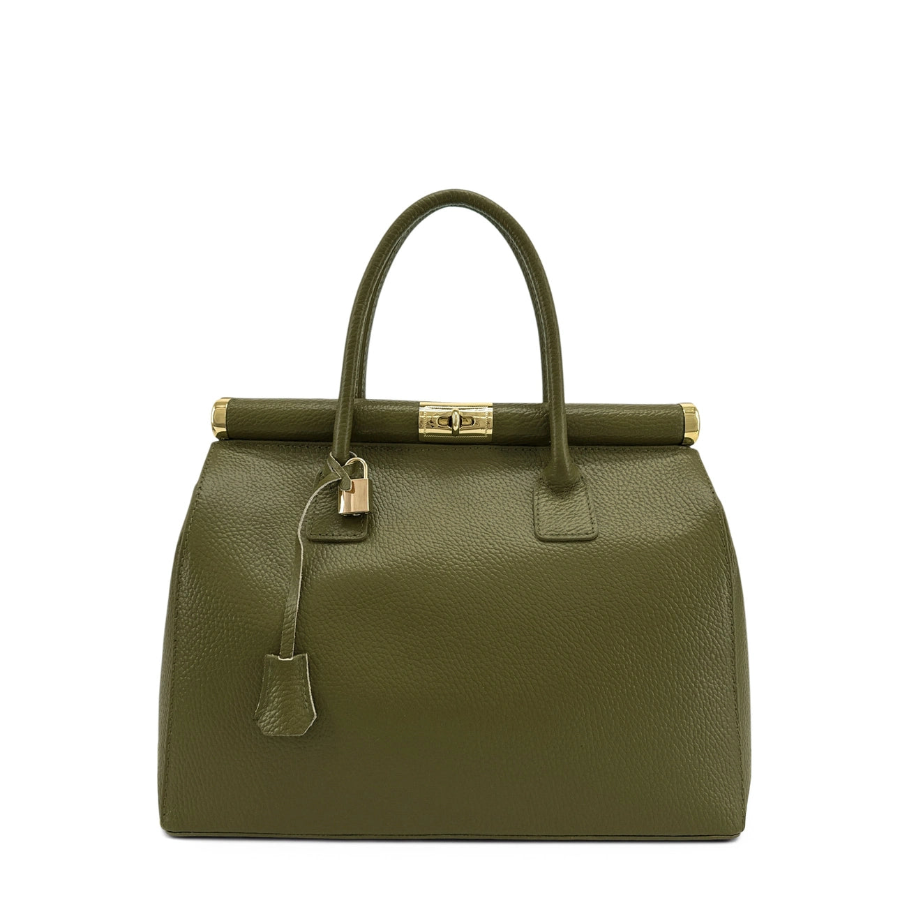 Borsa a mano in pelle martellata TROCADERO – Verde kaki