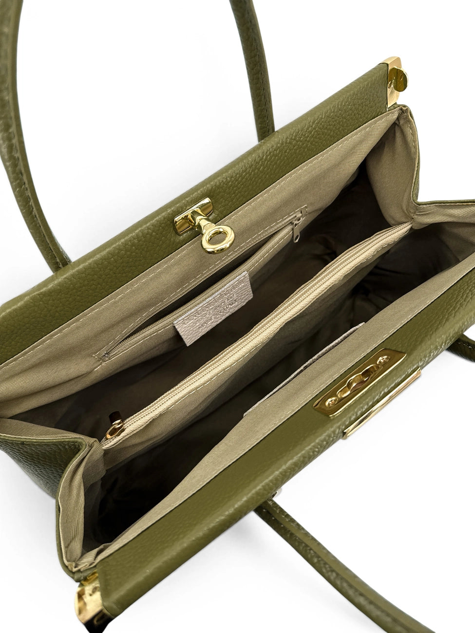 Borsa bowling in pelle martellata TROCADERO Verde kaki