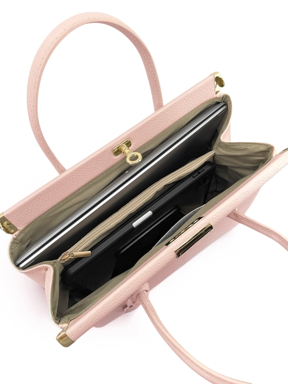 TROCADERO grained leather bowling bag, Nude pink