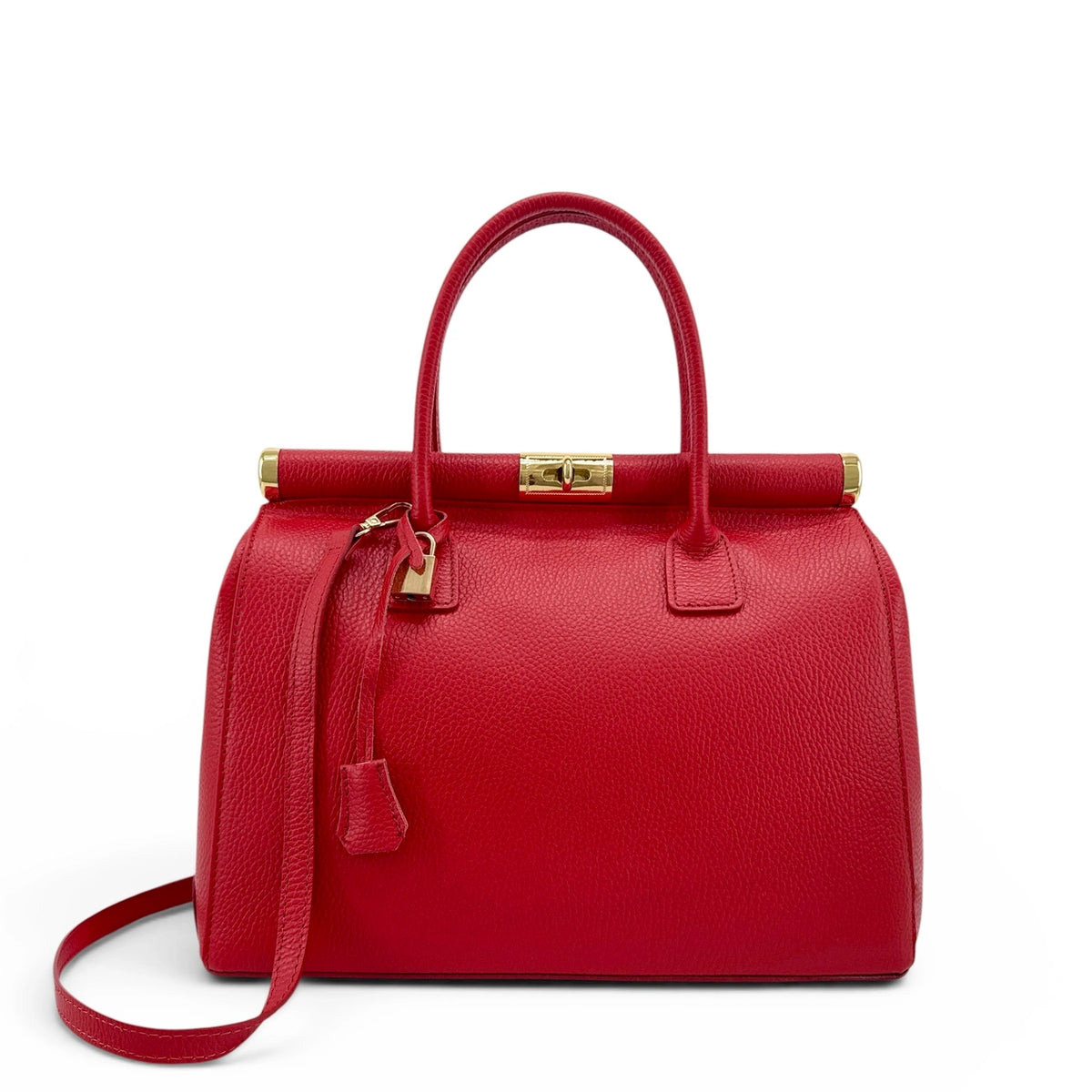 Borsa bowling in pelle martellata TROCADERO Rosso garanza