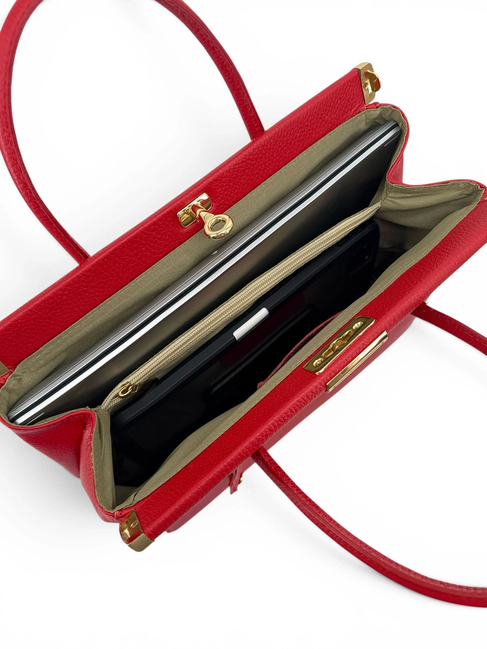 Borsa bowling in pelle martellata TROCADERO Rosso garanza