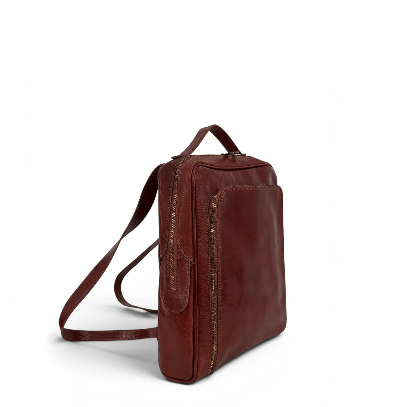 Sac à dos en cuir lisse OSLO Marron châtaigne