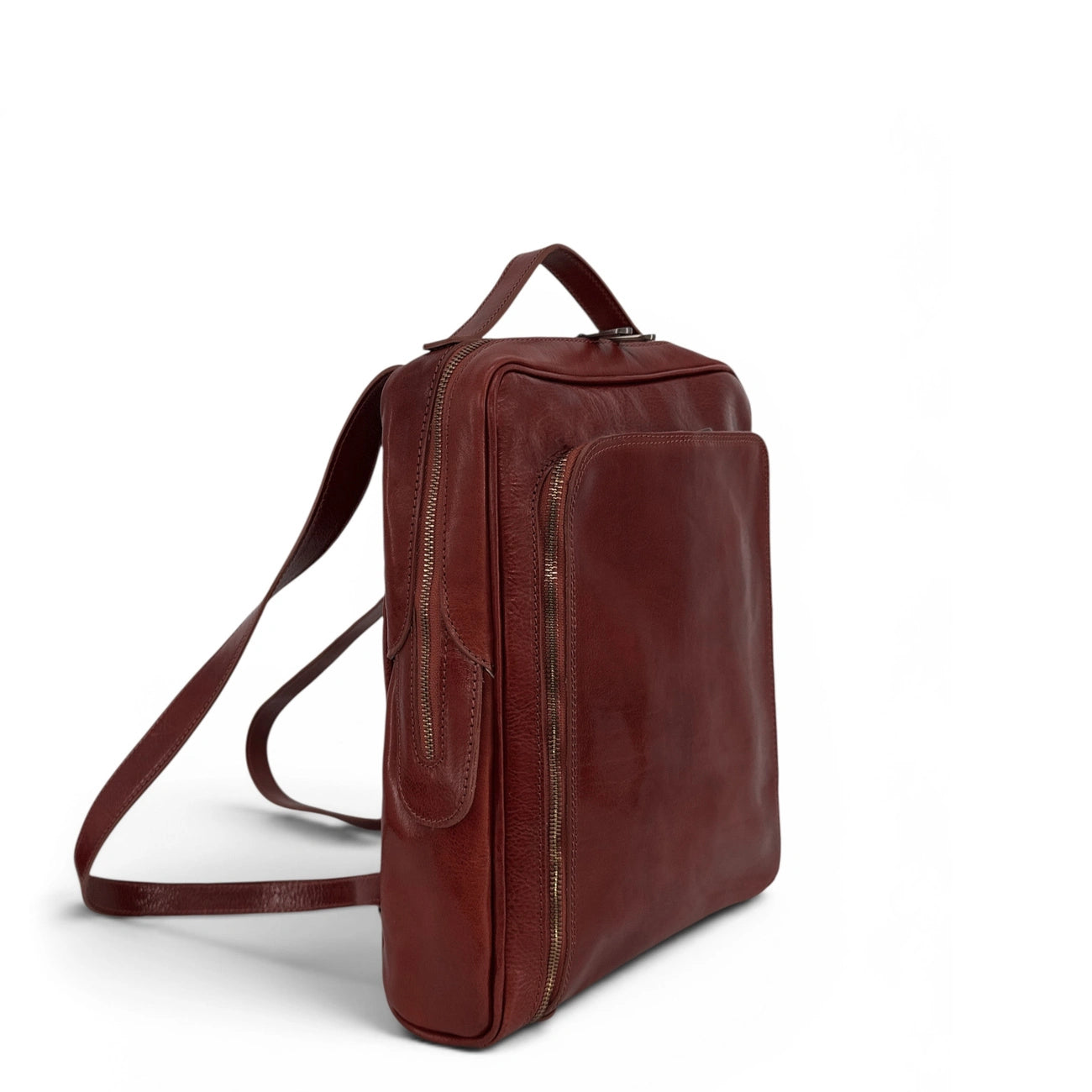 Zaino in pelle liscia OSLO Marrone castagna