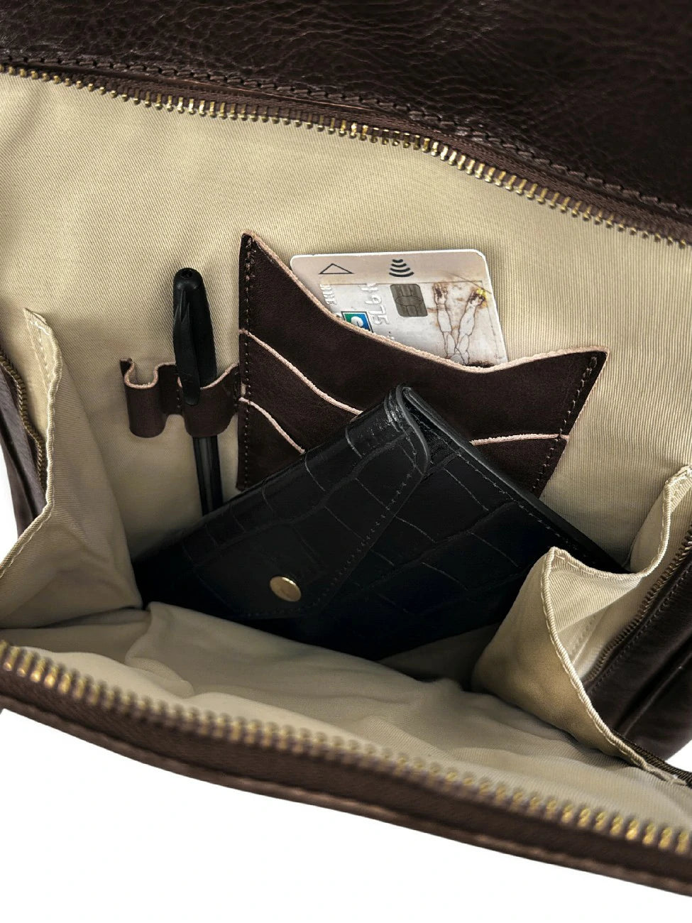 Rucksack aus Glattleder OSLO Schokoladenbraun