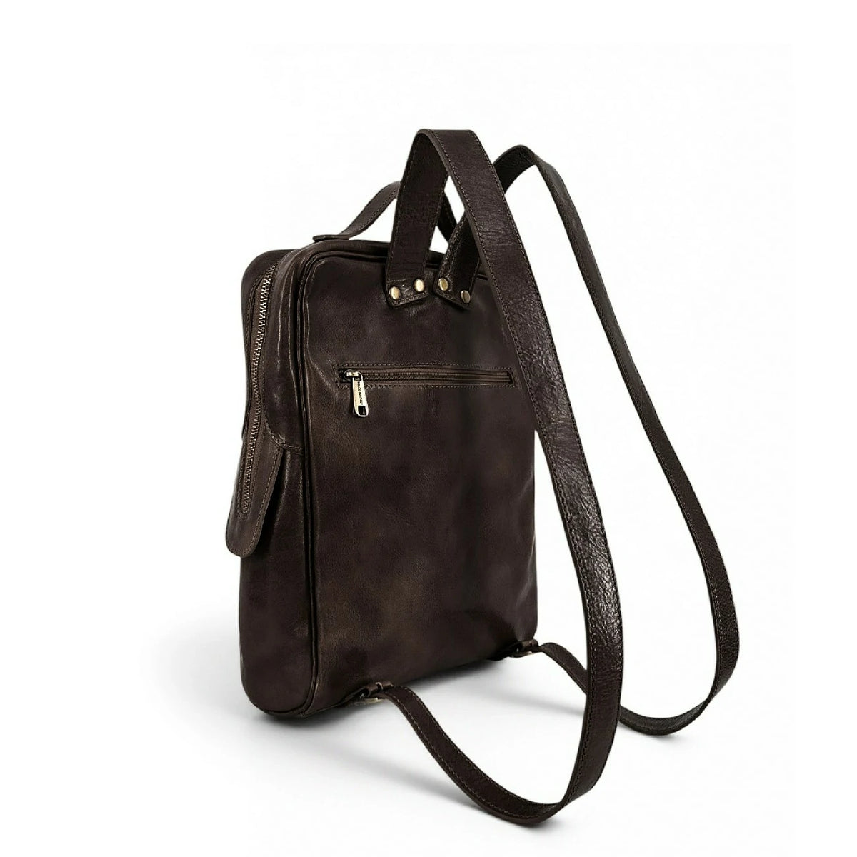 Rucksack aus Glattleder OSLO Schokoladenbraun