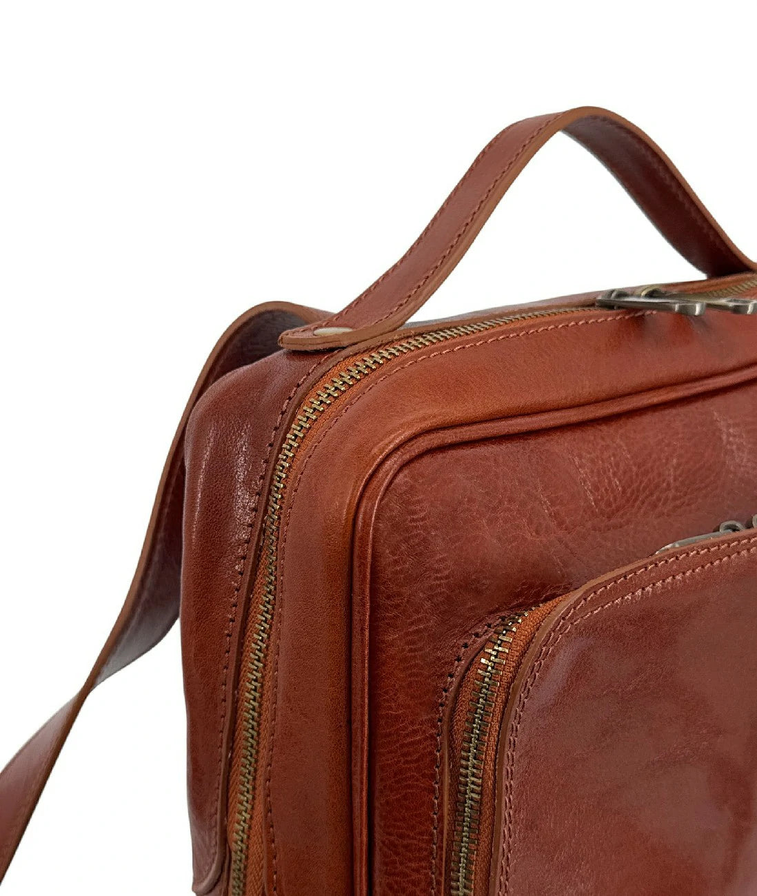 Rucksack aus Glattleder OSLO Dunkelcognac