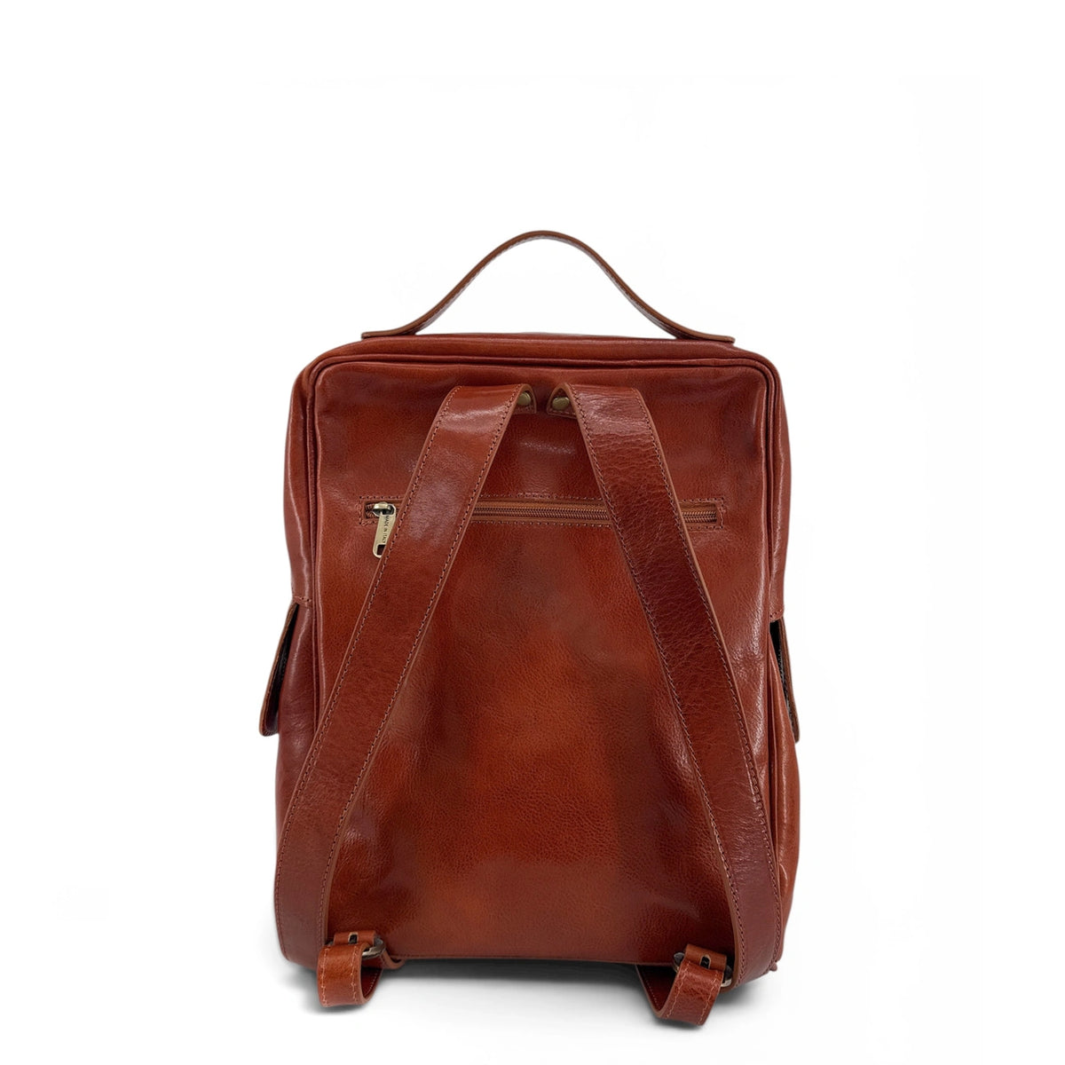 Rucksack aus Glattleder OSLO Dunkelcognac