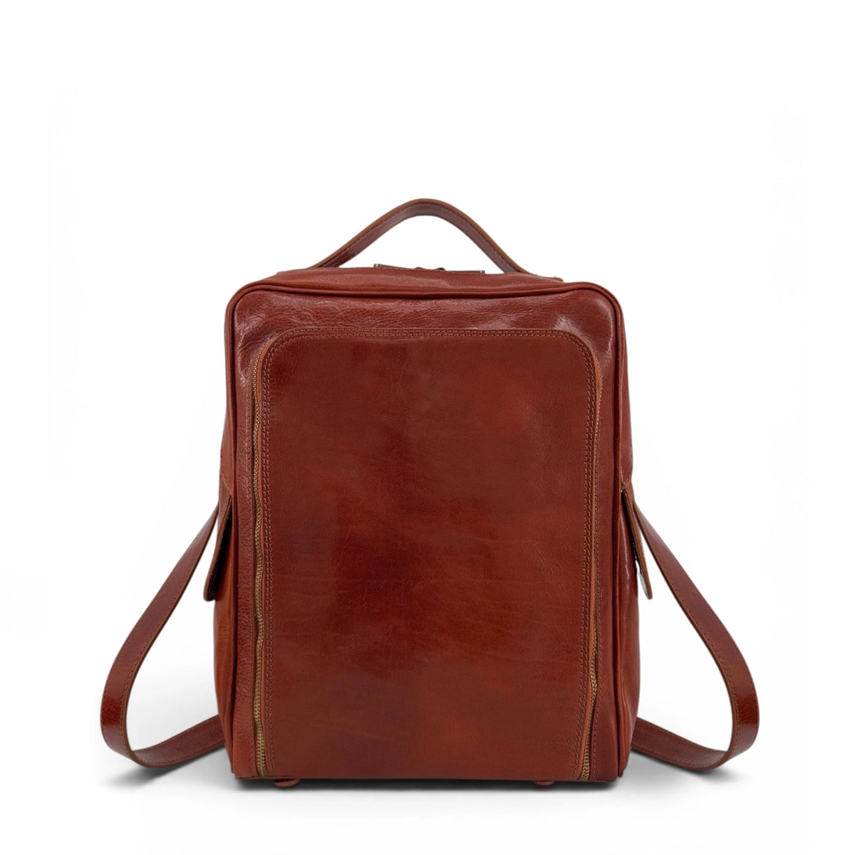 Rucksack aus Glattleder OSLO Dunkelcognac