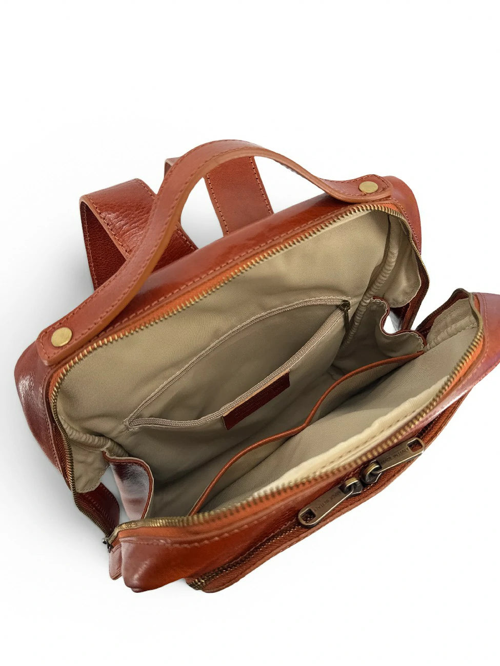 Rucksack aus Glattleder OSLO Dunkelcognac