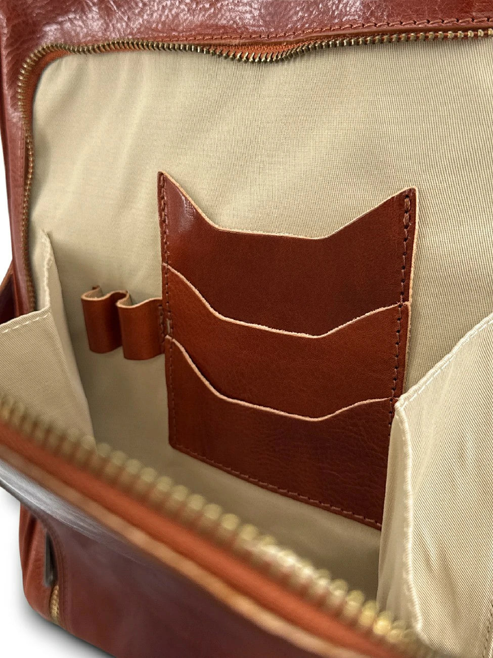 Rucksack aus Glattleder OSLO Dunkelcognac