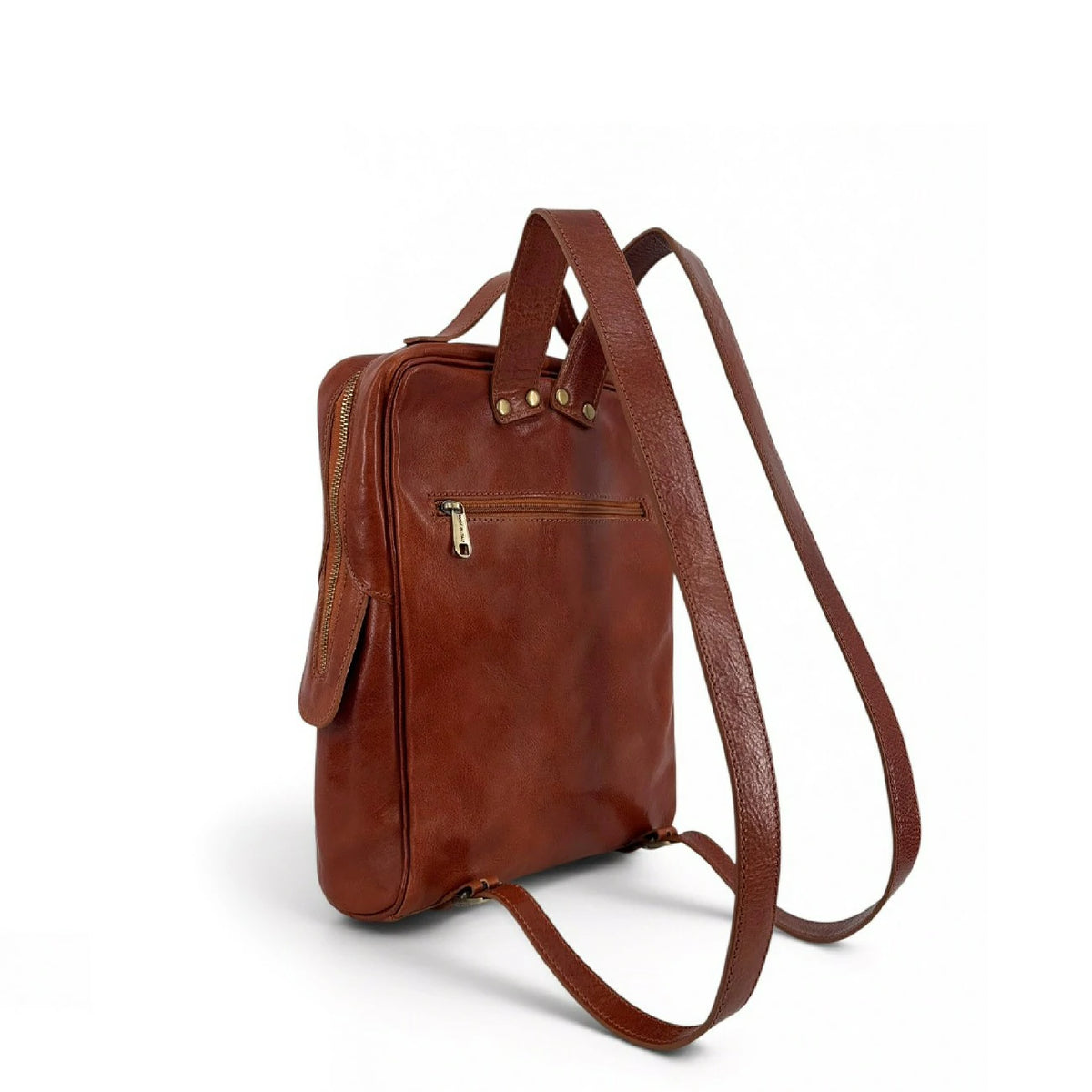 Rucksack aus Glattleder OSLO Dunkelcognac