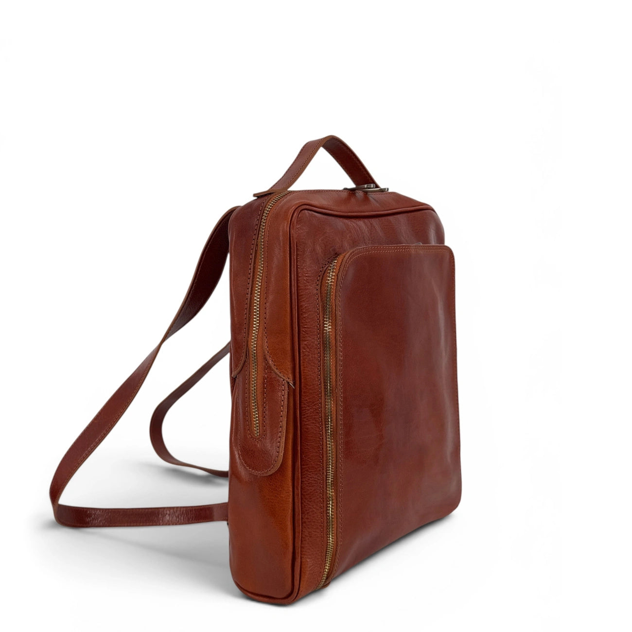 Zaino in pelle liscia OSLO Cognac scuro