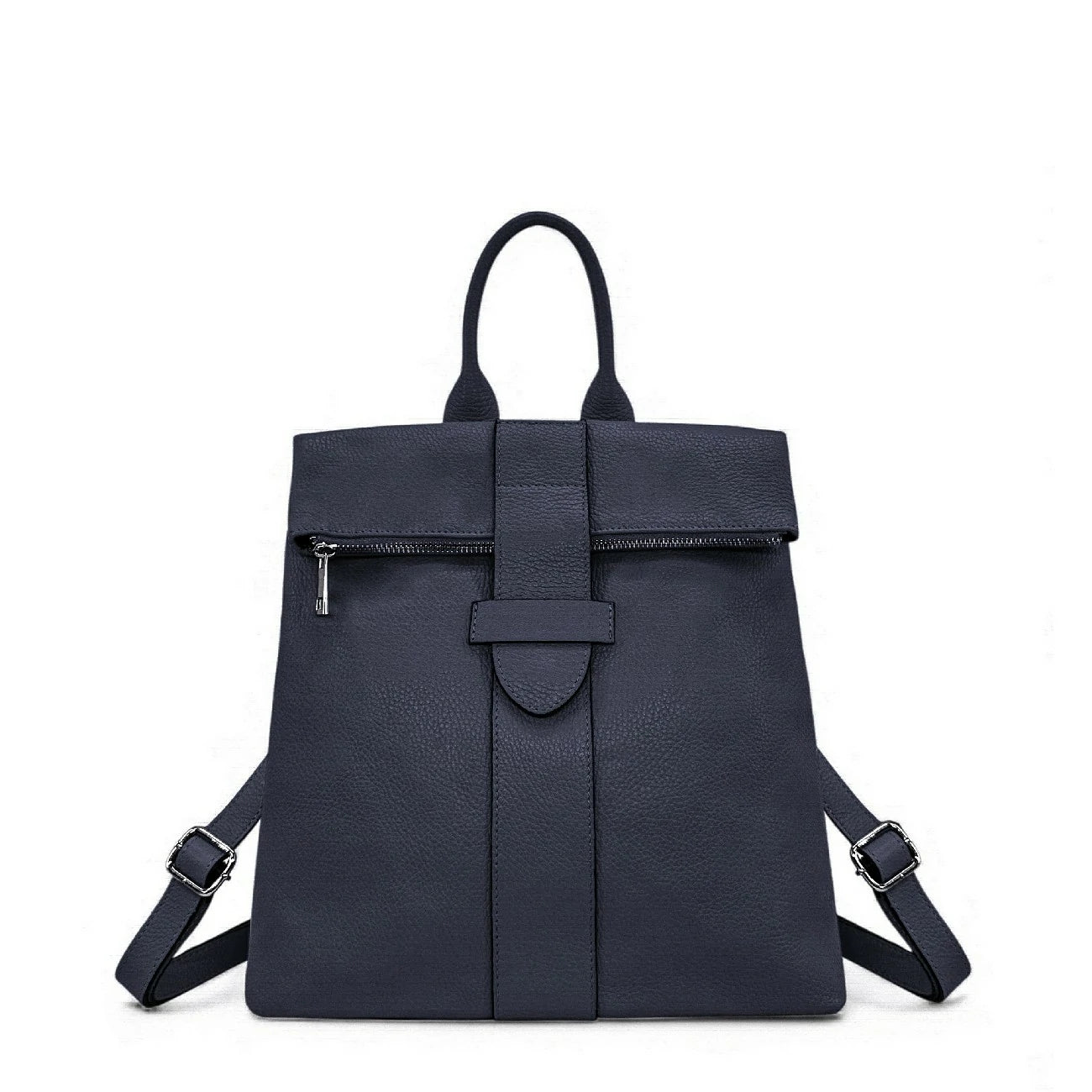 Sac à dos antivol en cuir grainé DORA Bleu marine