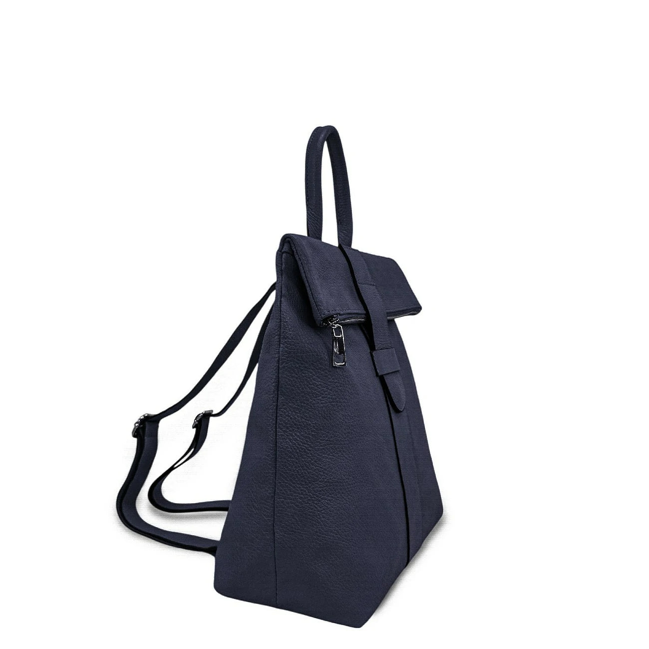 Sac à dos antivol en cuir grainé DORA Bleu marine