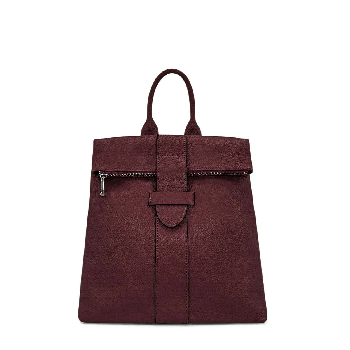 Diebstahlsicherer Rucksack aus genarbtem Leder DORA Bordeaux