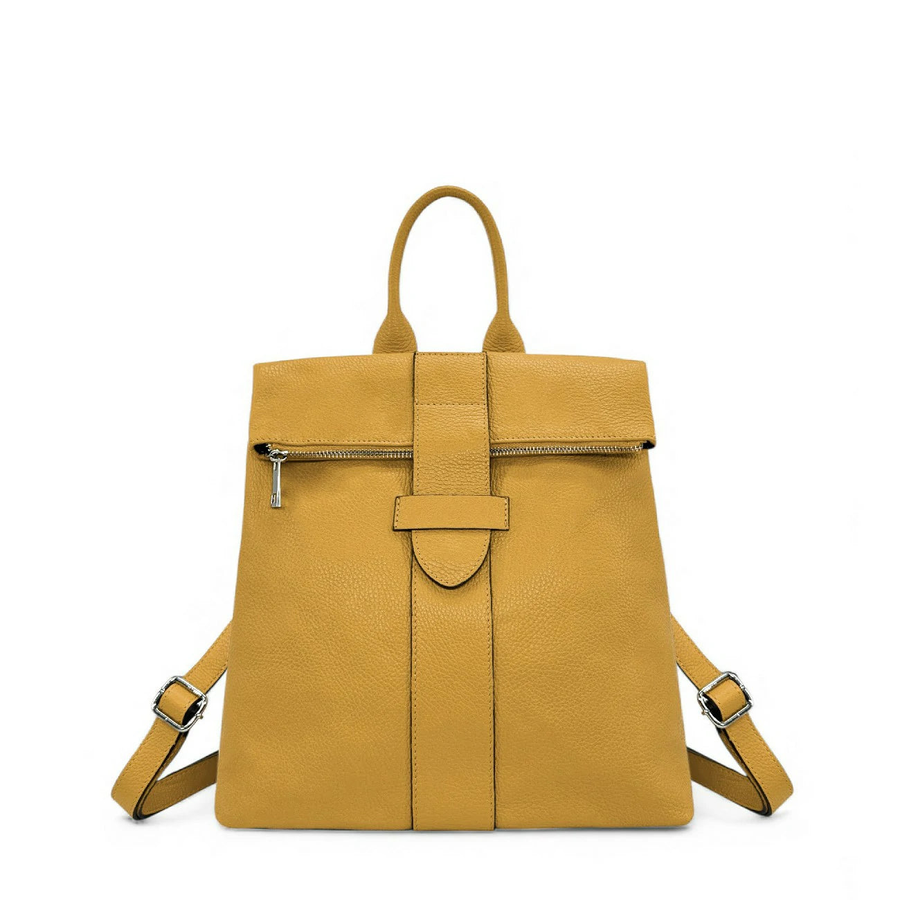 Sac à dos antivol en cuir grainé DORA Jaune tournesol