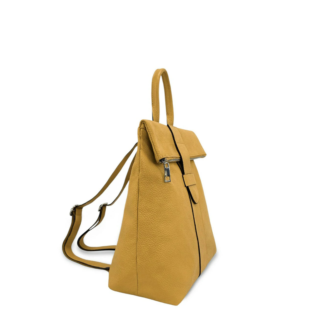 Sac à dos antivol en cuir grainé DORA Jaune tournesol