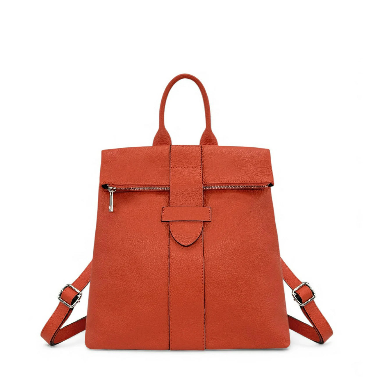 Sac à dos antivol en cuir grainé DORA Mandarine