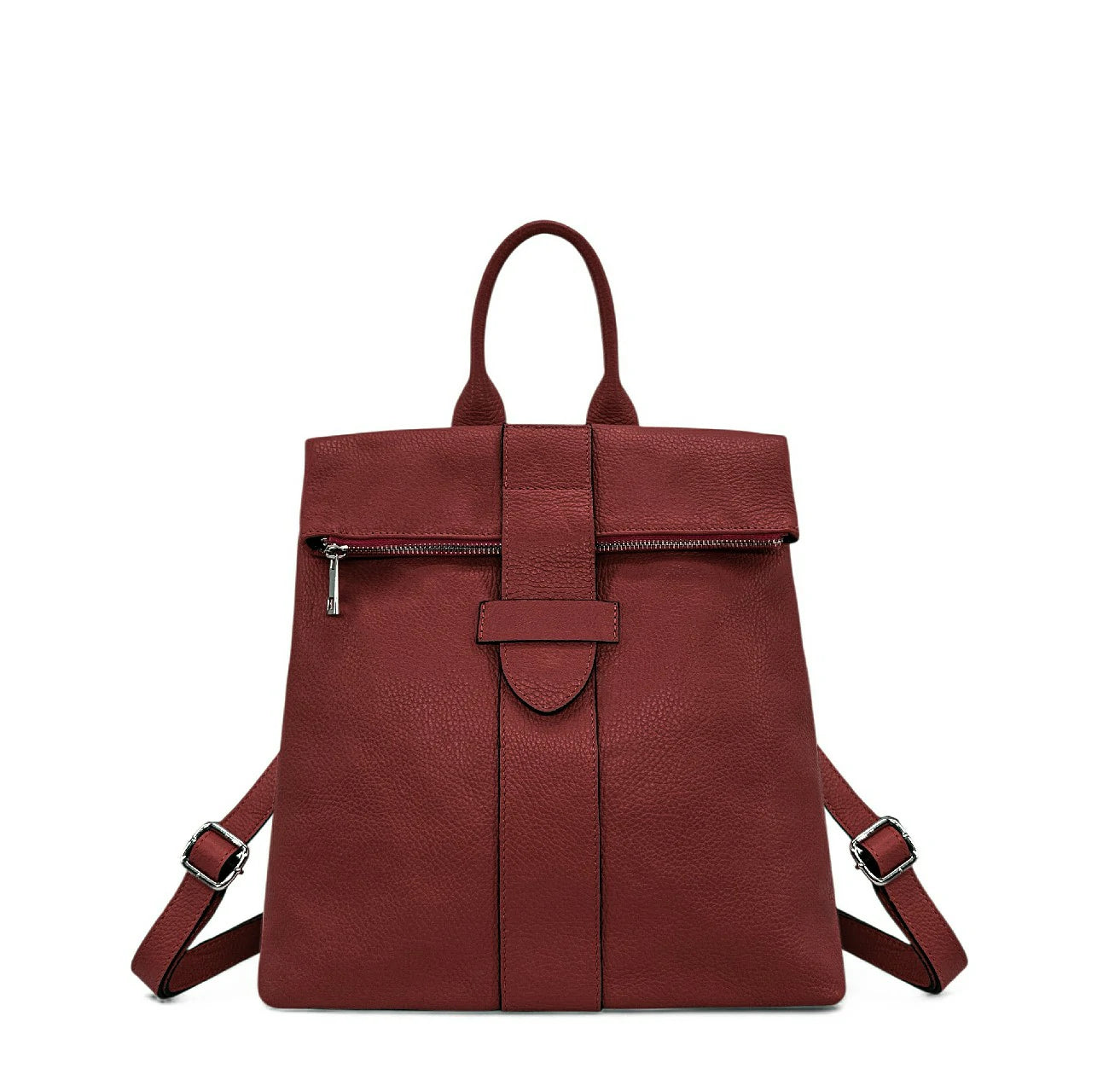 Sac à dos antivol en cuir grainé DORA Rouge foncé