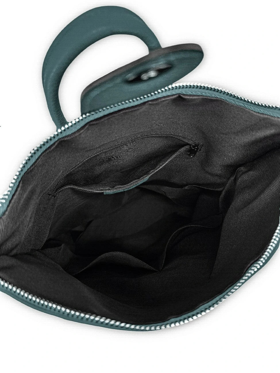 Diebstahlsicherer Rucksack aus genarbtem Leder DORA Petrol
