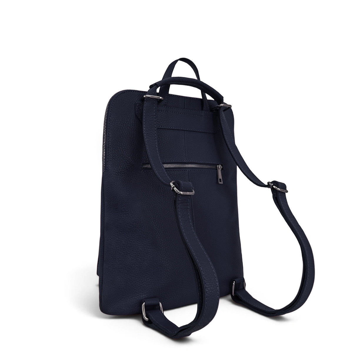 Rucksack aus genarbtem Leder CORFOU Marineblau
