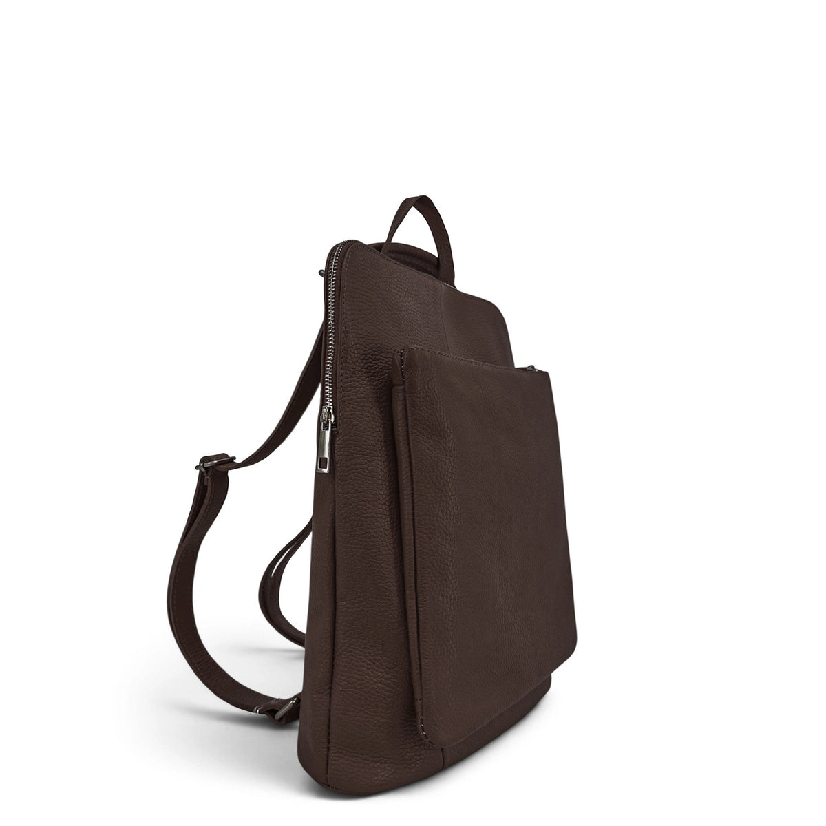 Grained leather backpack CORFOU Light gray