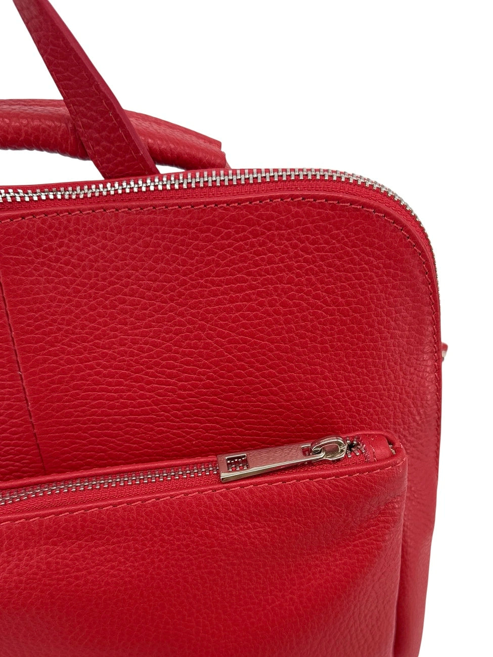 Rucksack aus genarbtem Leder CORFOU Krapprot