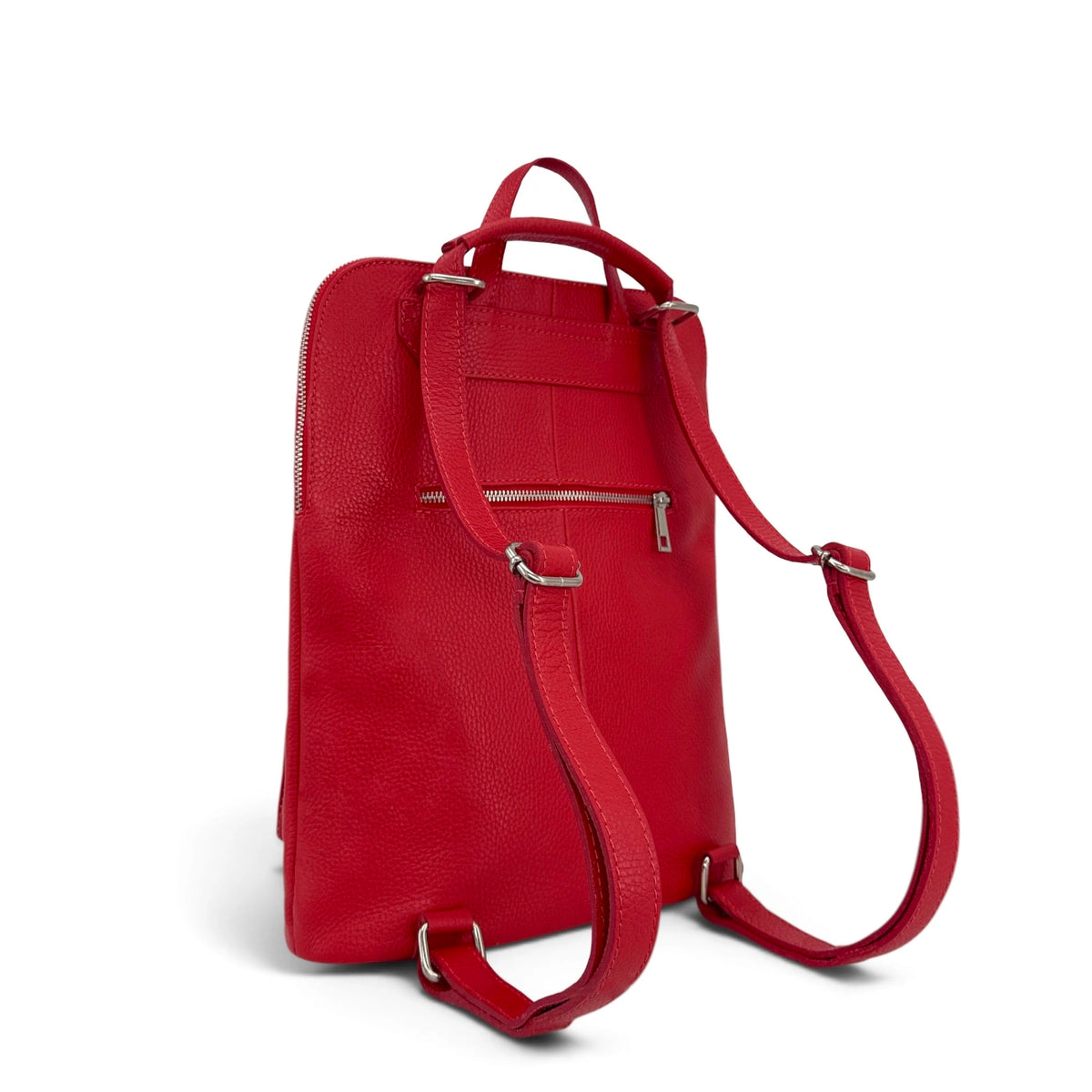Rucksack aus genarbtem Leder CORFOU Krapprot
