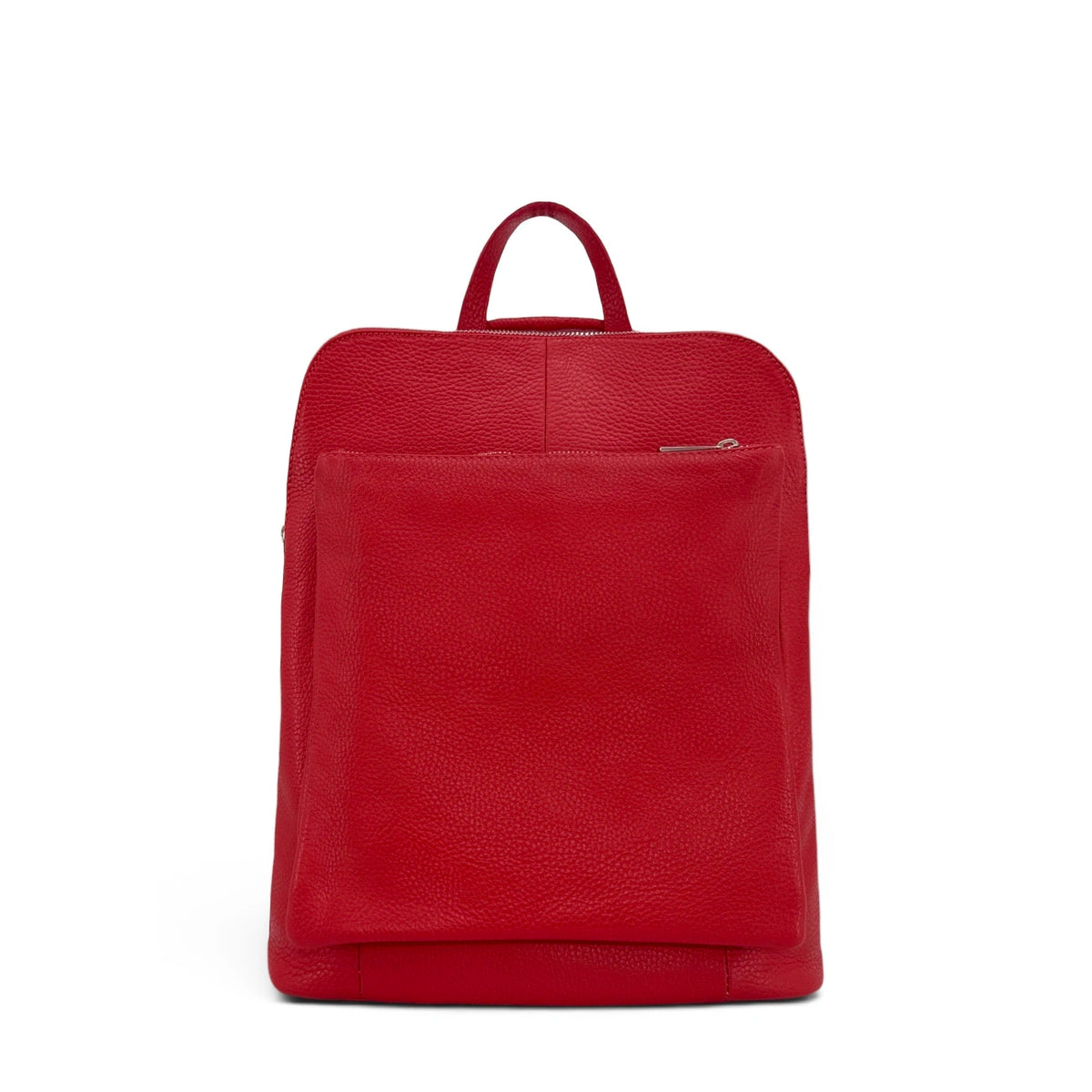 Rucksack aus genarbtem Leder CORFOU Krapprot