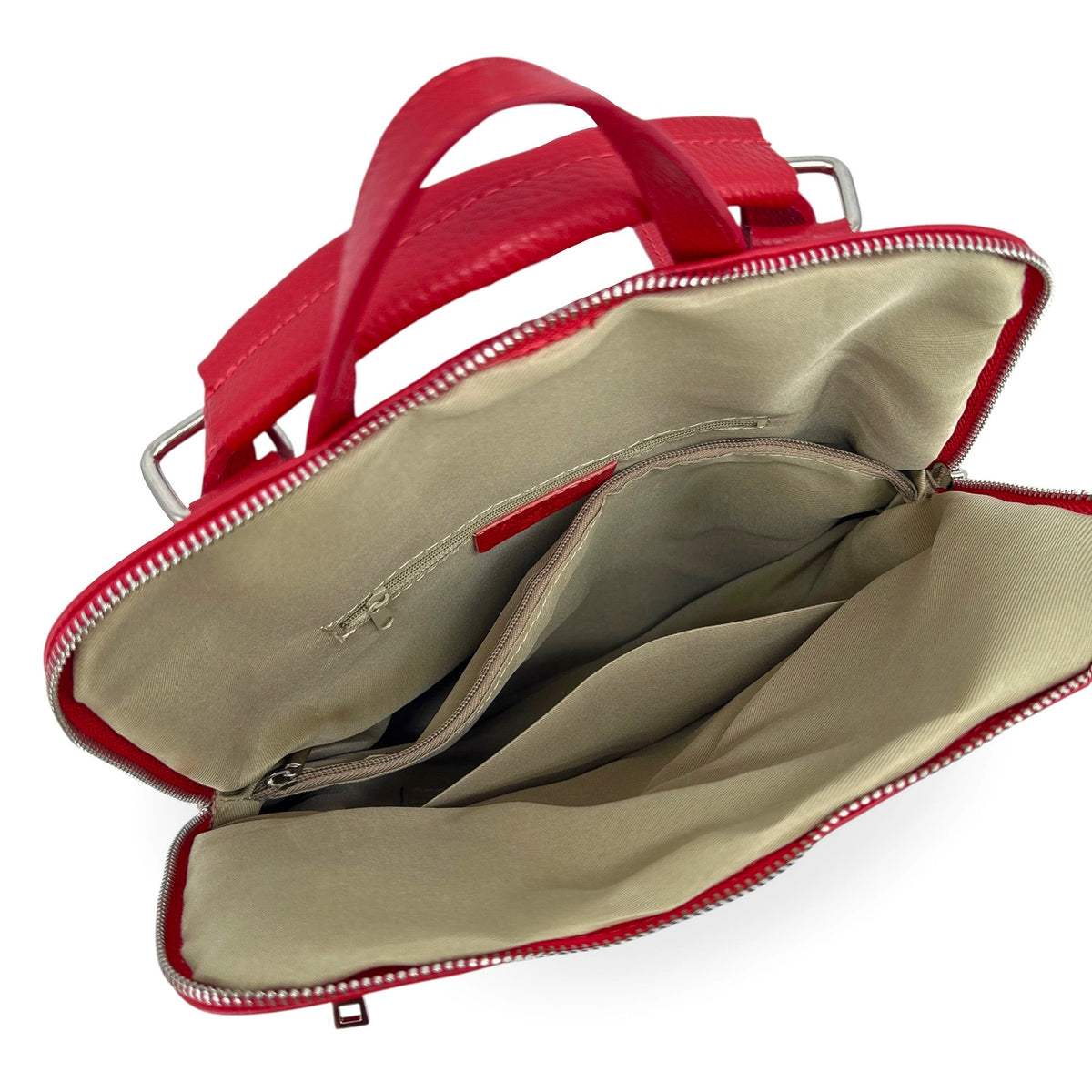 Rucksack aus genarbtem Leder CORFOU Krapprot