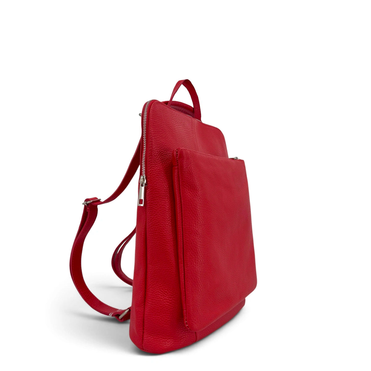 Sac à dos en cuir grainé CORFOU Rouge garance