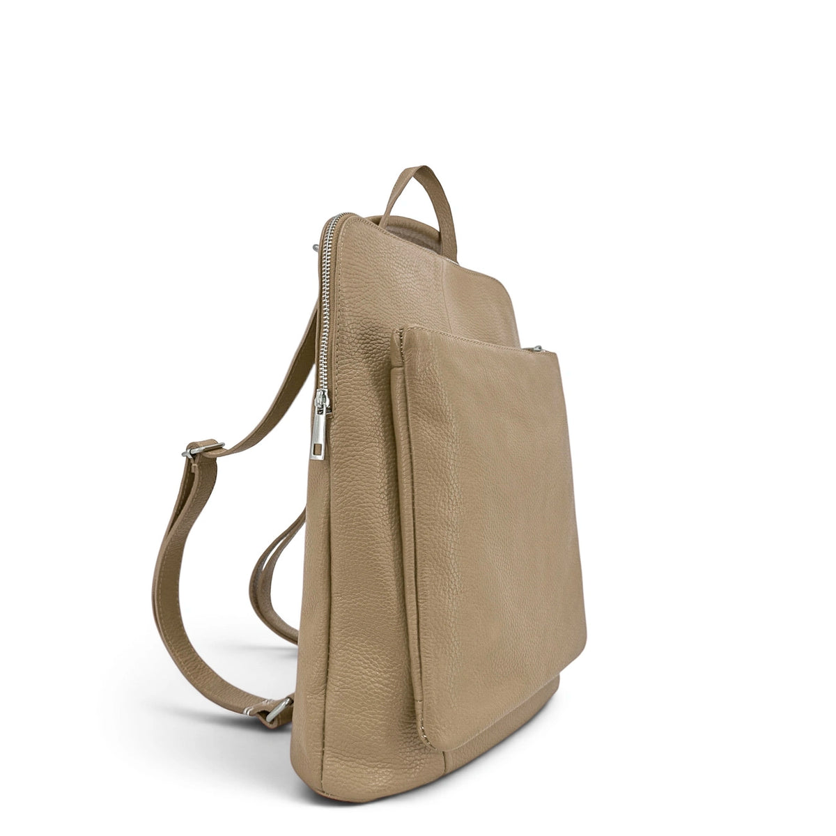 CORFOU Grained Leather Backpack Taupe