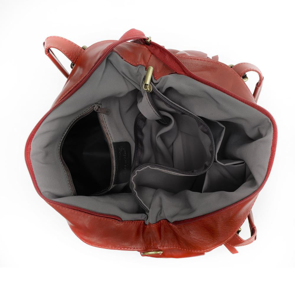 Sac en cuir lisse ELTON Rouge foncé