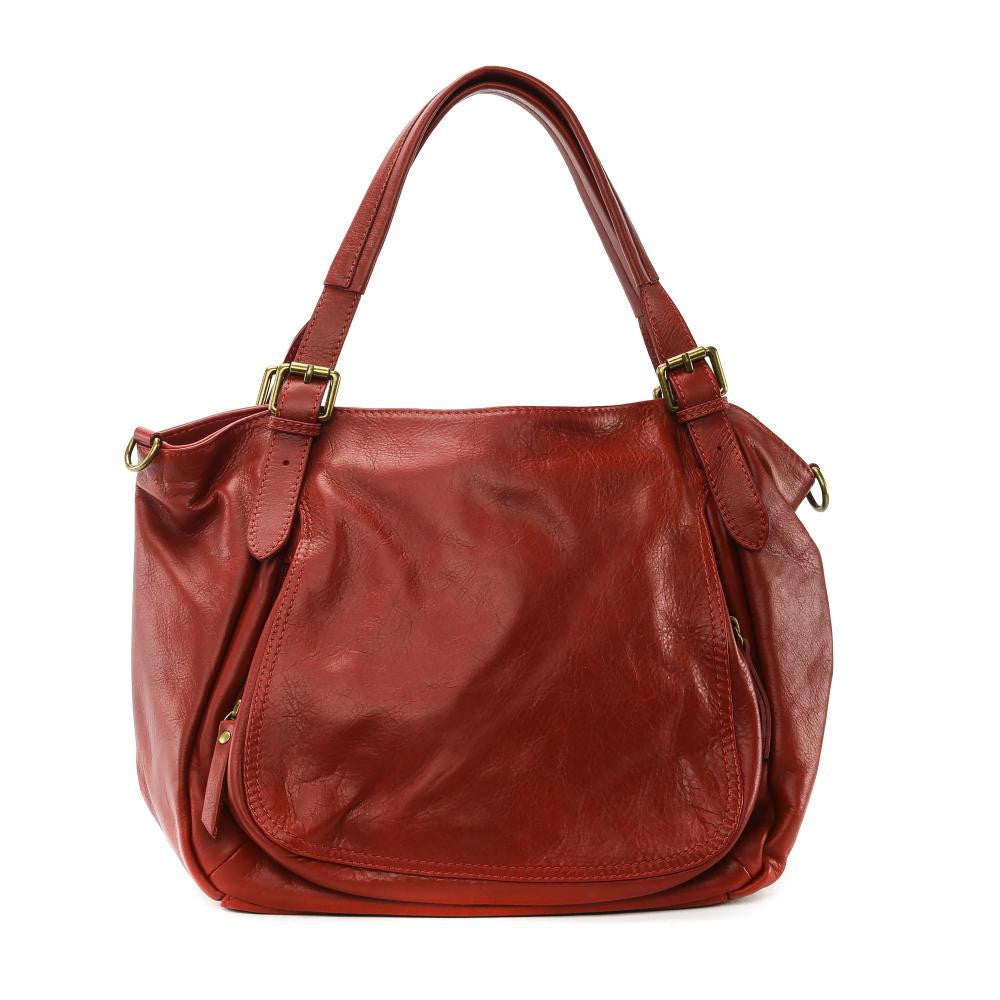 Sac en cuir lisse ELTON Rouge foncé