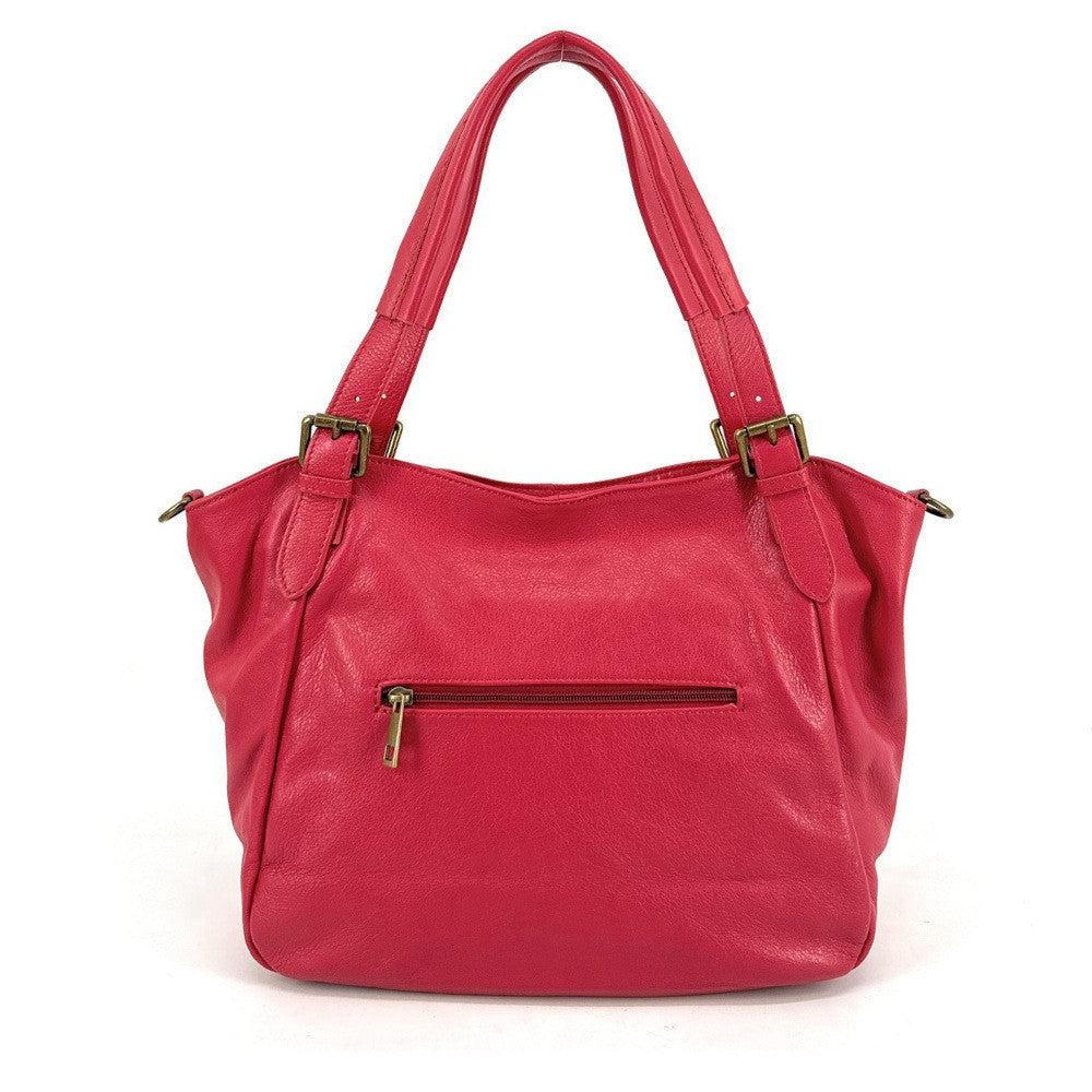 Sac en cuir lisse ELTON Rouge magenta