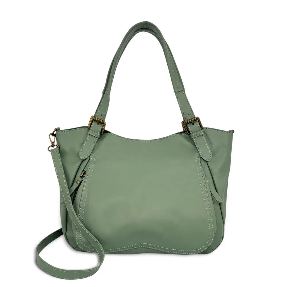 Sac en cuir lisse ELTON Vert amande