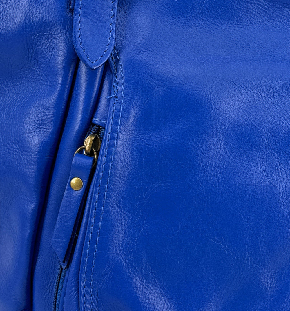 Sac en cuir lisse ELTON Bleu roi